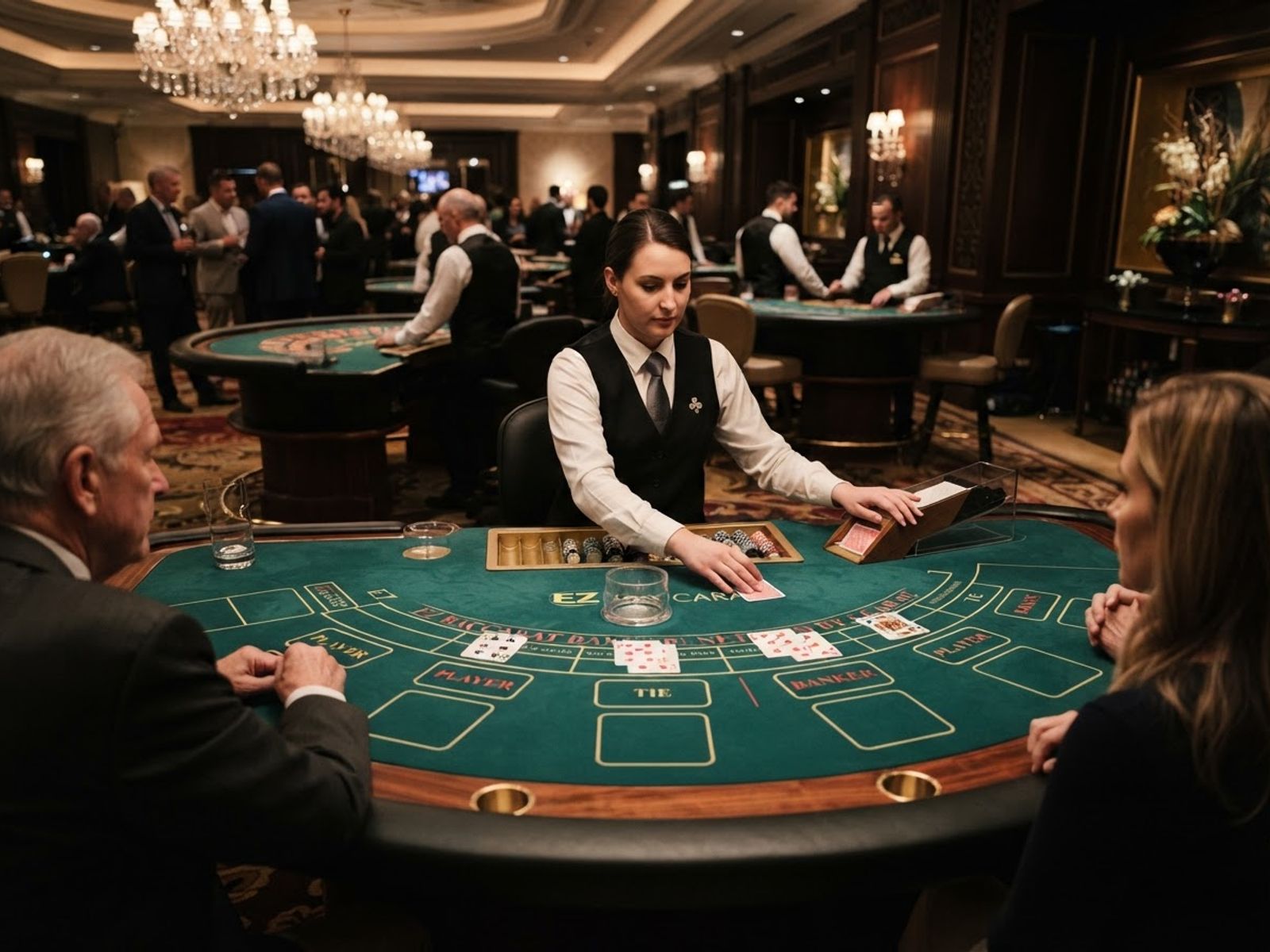 Table de baccarat en direct avec cartes