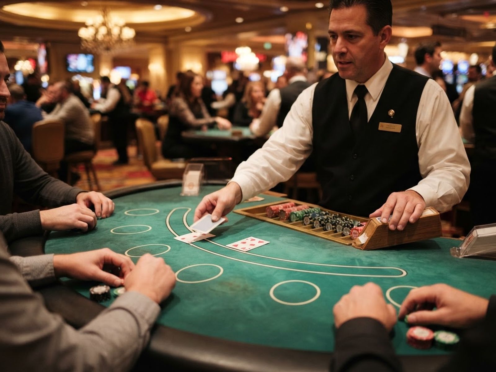 Table de blackjack en direct avec croupier